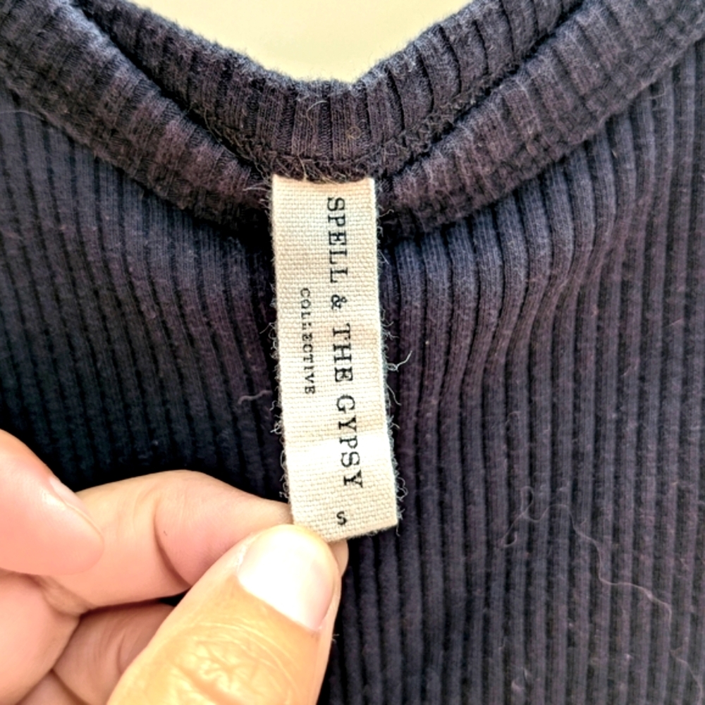 Spell Black Ribbed Tank Size Small - Picture 2 of 3